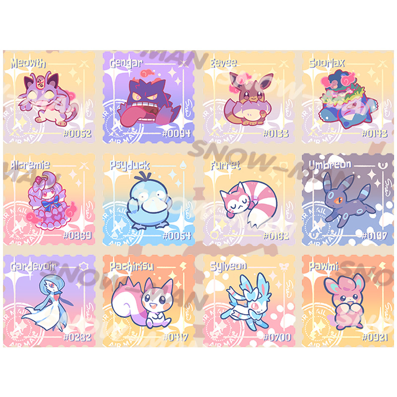 Pokemon Whale Studio Snow Man Stamp Magnet Blind Box